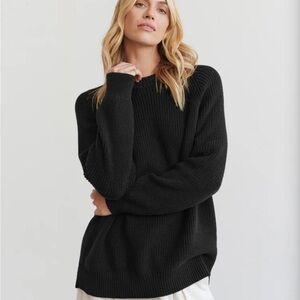 Jenni Kayne Black Oversized Cotton Fisherman Sweater